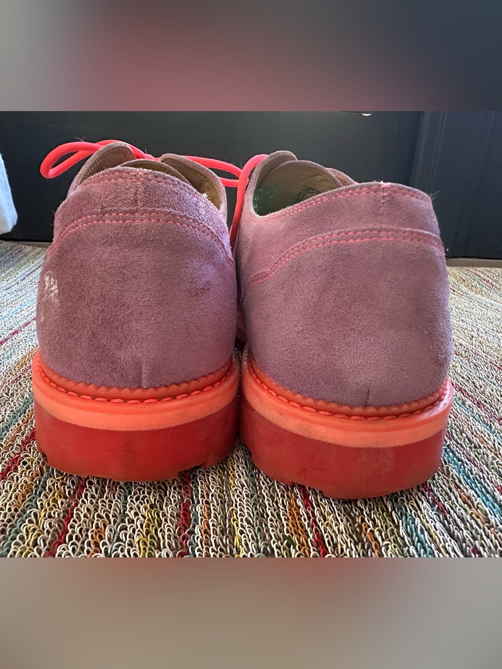 Fluevog 7th Heaven Derby Swirl purple (orchid)/pink suede lace-up shoe -11.5 - Picture 6 of 16